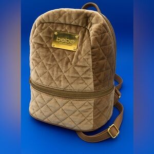 Bebe Los Angeles Quilted Mini Backpack – Velvet & Faux Leather❤️